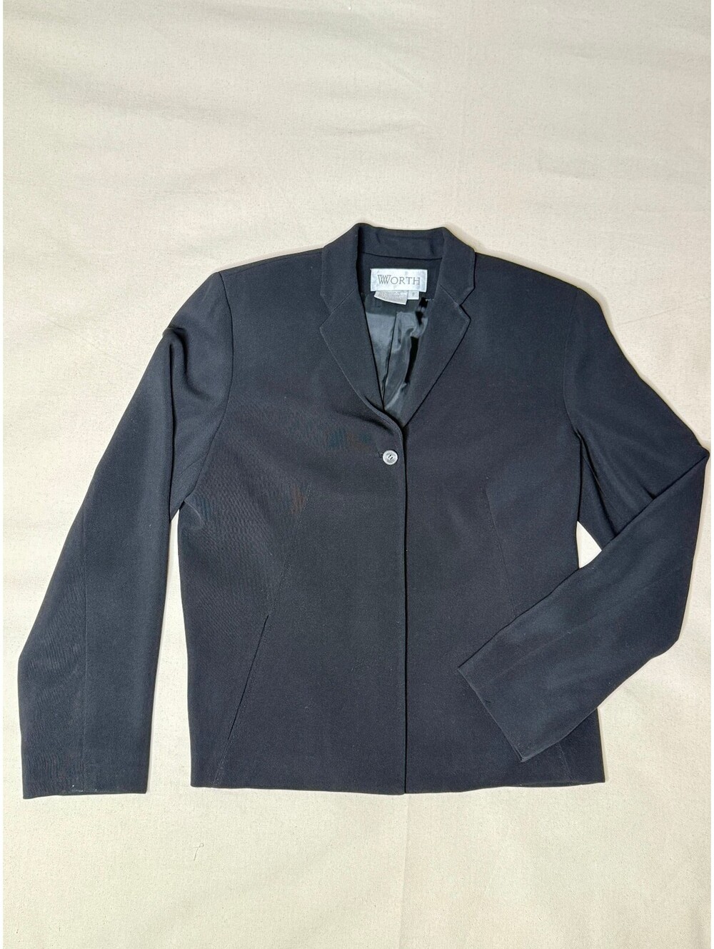 Worth Women’s Black One Button Blazer Size 8 Wool Blend Career Jacket